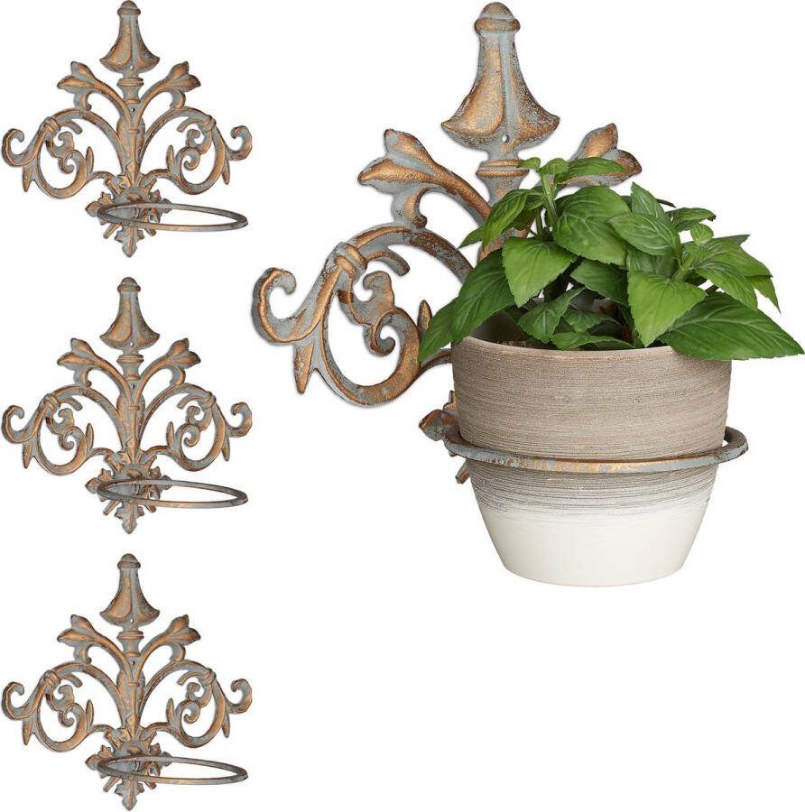 Relaxdays 4x bloempothouder pothouder hanging basket bloempothanger wandhaak