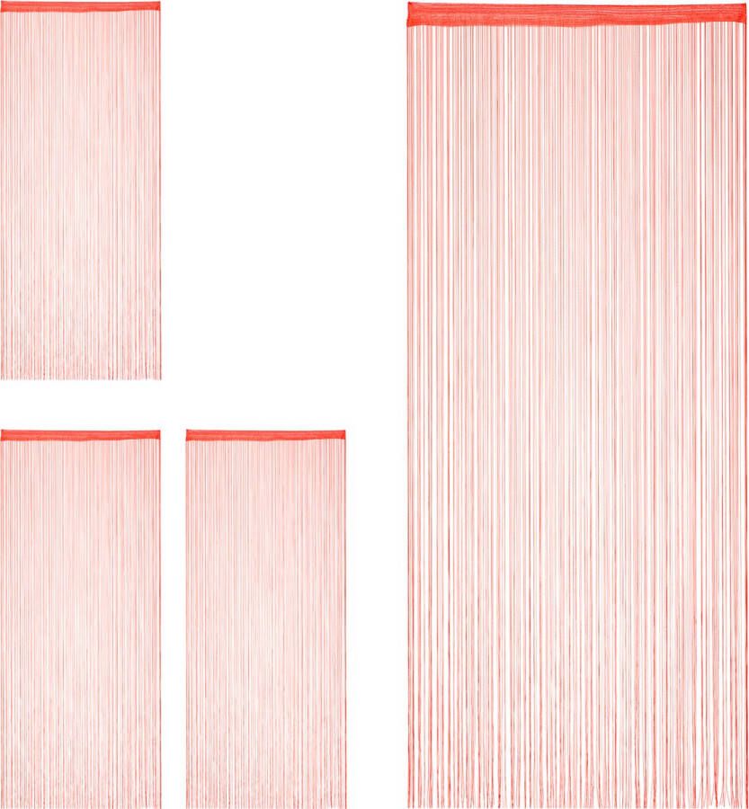 Relaxdays 4x draadgordijn deurgordijn slierten franjes gordijn 90 x 245 cm rood