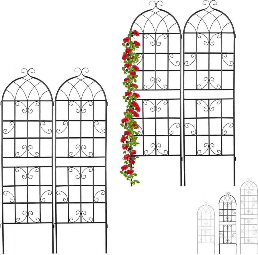 Relaxdays 4x klimplantenrek metaal plantensteun plantenrek 180 x 50 cm zwart