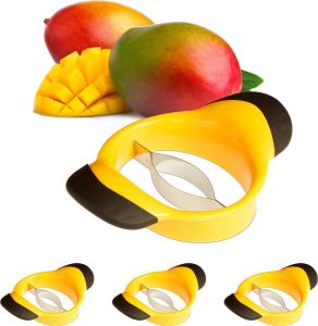 Relaxdays 4x mangosnijder mangodeler partjessnijder fruit anti-slip handvat