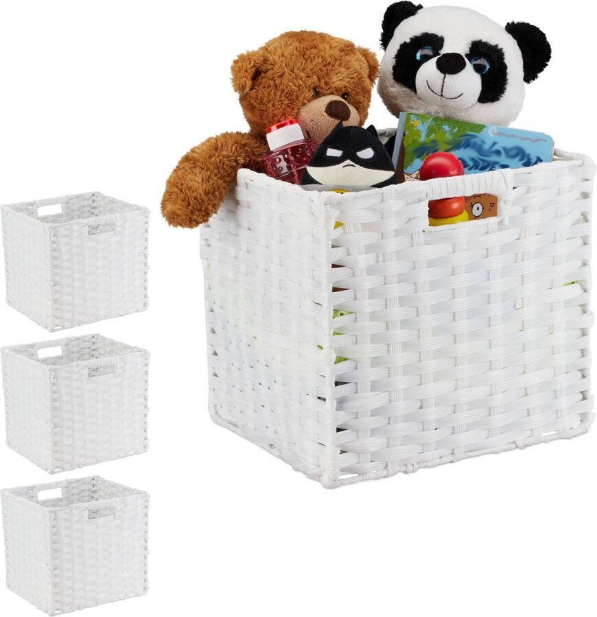 Relaxdays 4x opbergmand 31 x 32 x 30 cm opvouwbaar gevlochten mand kunststof