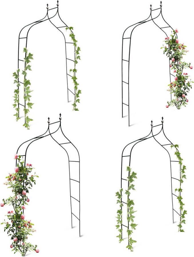 Relaxdays 4x rozenboog metaal dubbele spits weervast plantensteun tuinboog groen