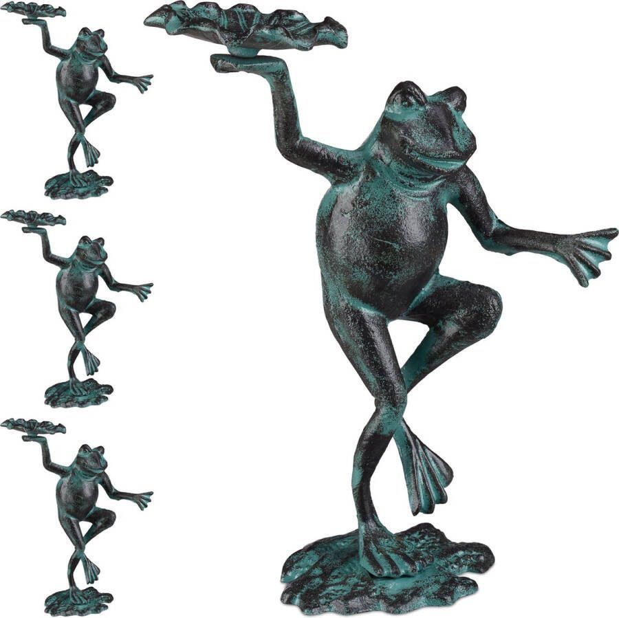 Relaxdays 4x tuinbeeld kikker tuindecoratie decoratie kikker tuin groen figuur