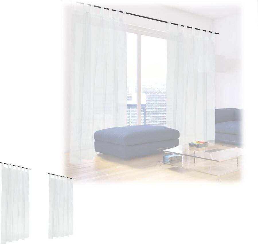 Relaxdays 4x vitrage kant en klaar lichtdoorlatend 140 x 245 cm glasgordijn wit