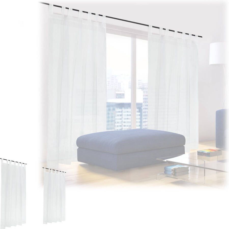 Relaxdays 4x vitrage kant en klaar lichtdoorlatend 175 x140 cm glasgordijn wit