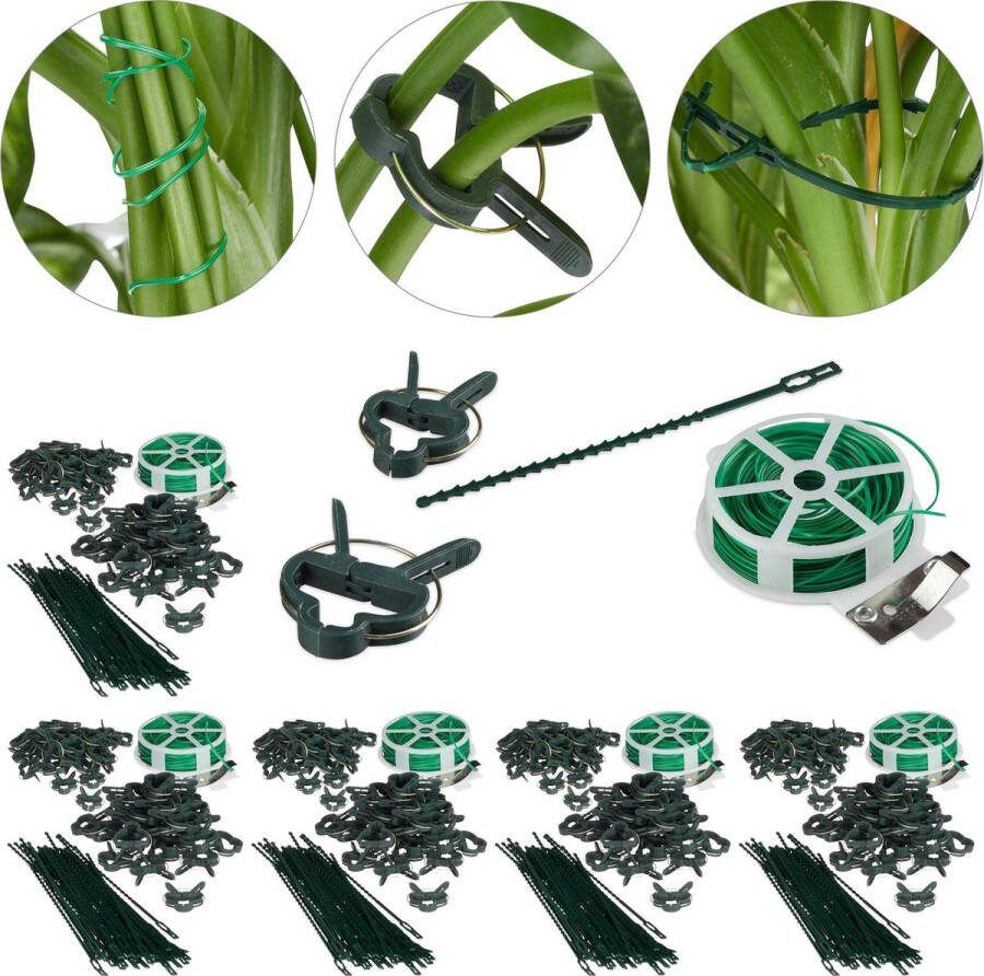 Relaxdays 550 delige plantensteun set binddraad tomatenclips – rankhulp