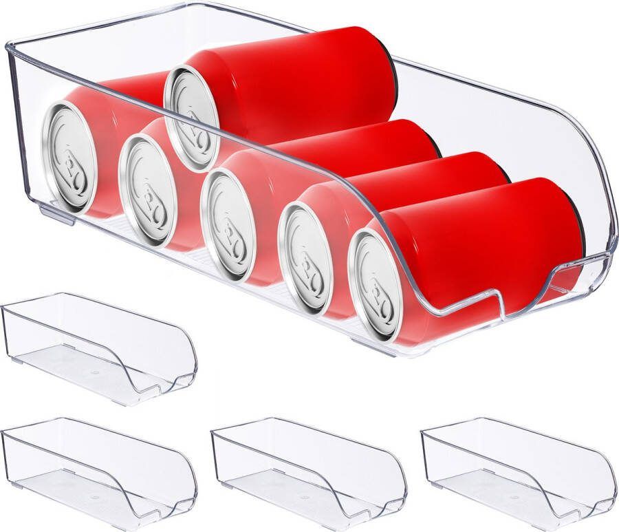 Relaxdays 5x koelkast organizer plastic keuken organizer opbergbak transparant