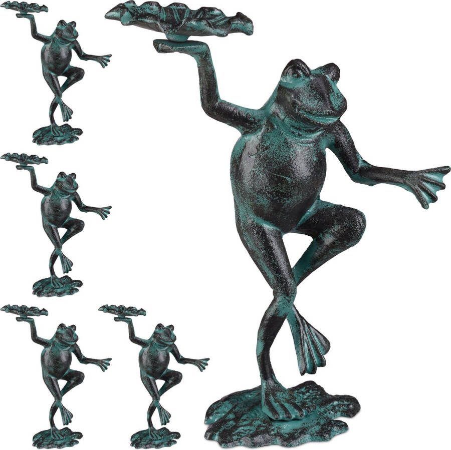 Relaxdays 5x tuinbeeld kikker tuindecoratie decoratie kikker tuin groen figuur