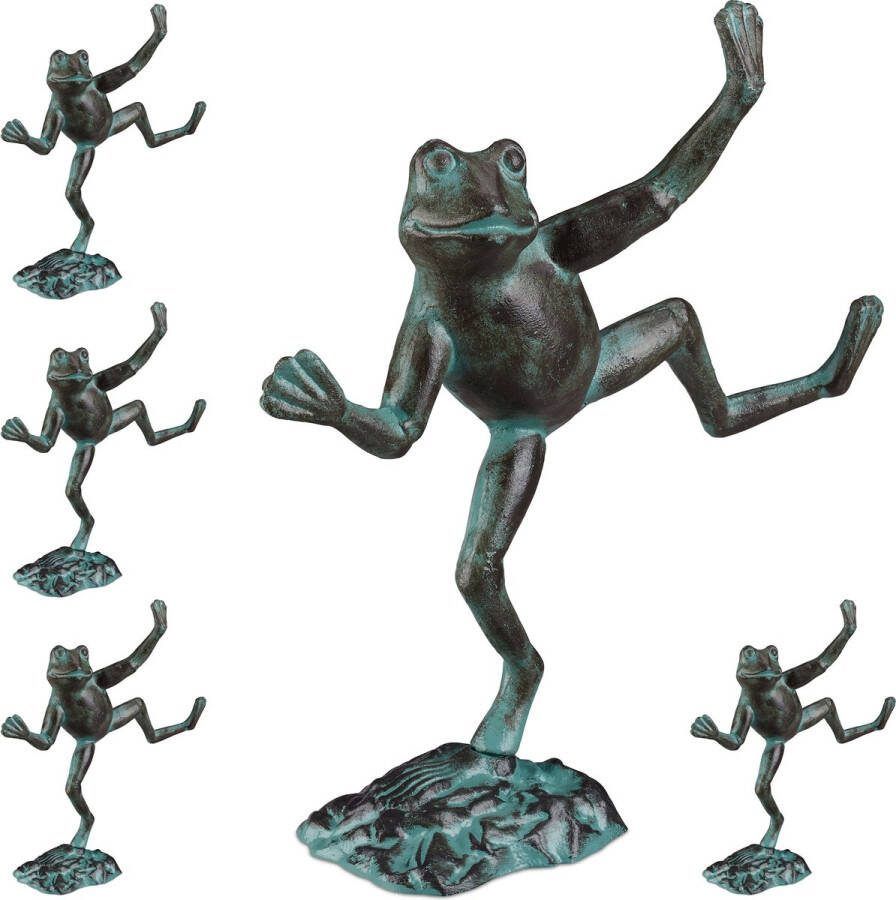 Relaxdays 5x tuinbeeld kikker tuindecoratie decoratie kikker tuin groen figuur