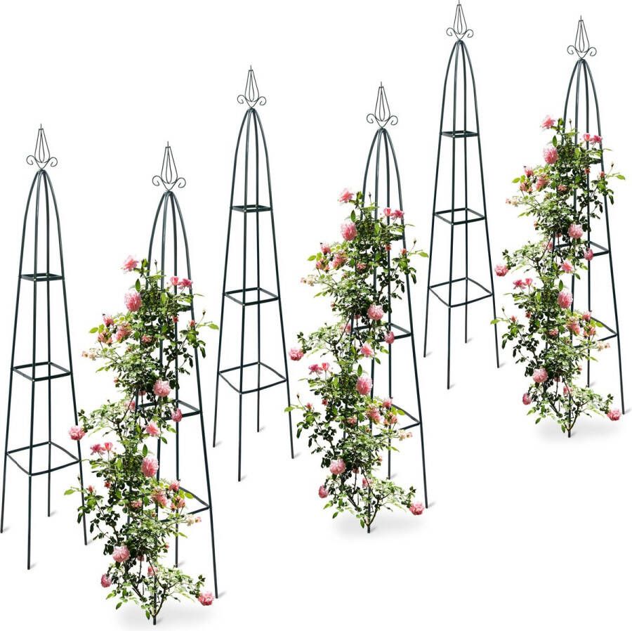 Relaxdays 6 x obelisk rankhulp – metaal 2 meter – ranken – rozenboog klimplanten