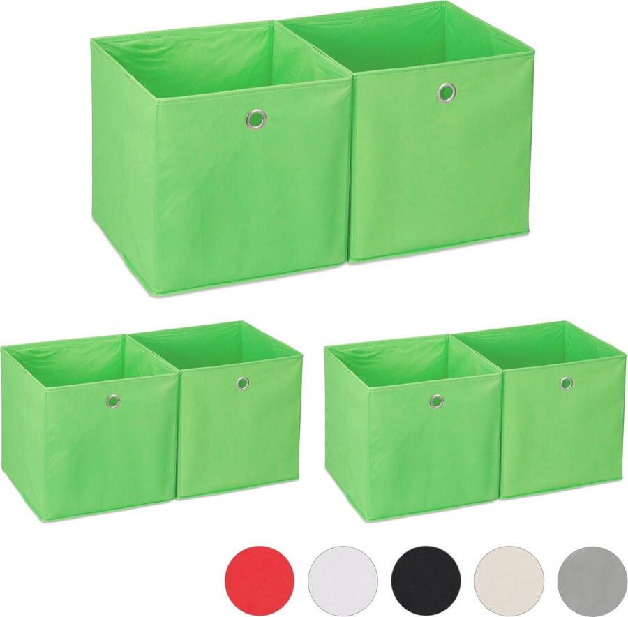 Relaxdays 6 x opbergbox stof opvouwbaar speelgoed opbergmand – opbergen groen