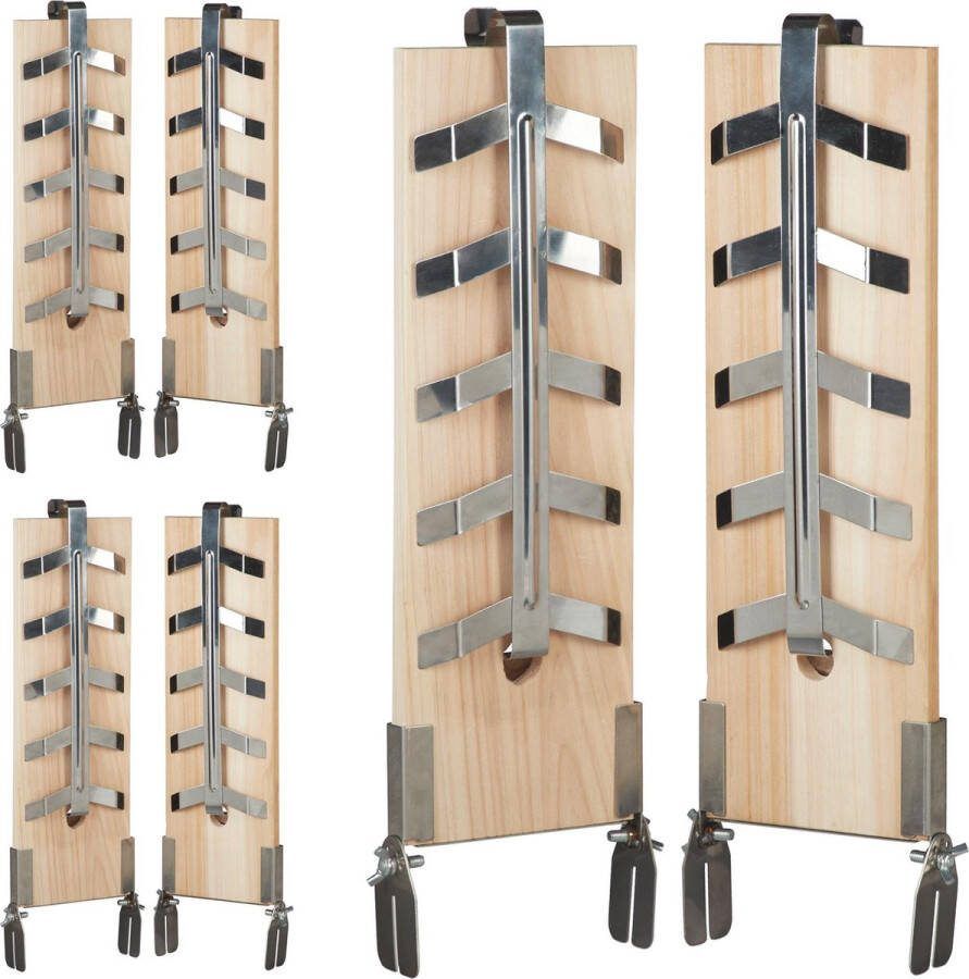 Relaxdays 6 x rookplank in set edelstaal houder cederhout zalmplank – barbecue