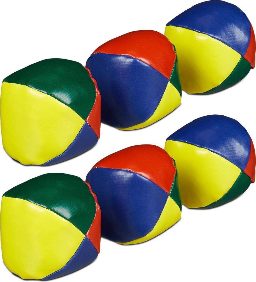 Relaxdays 6x jongleerballen jongleer set juggling balls circusballen