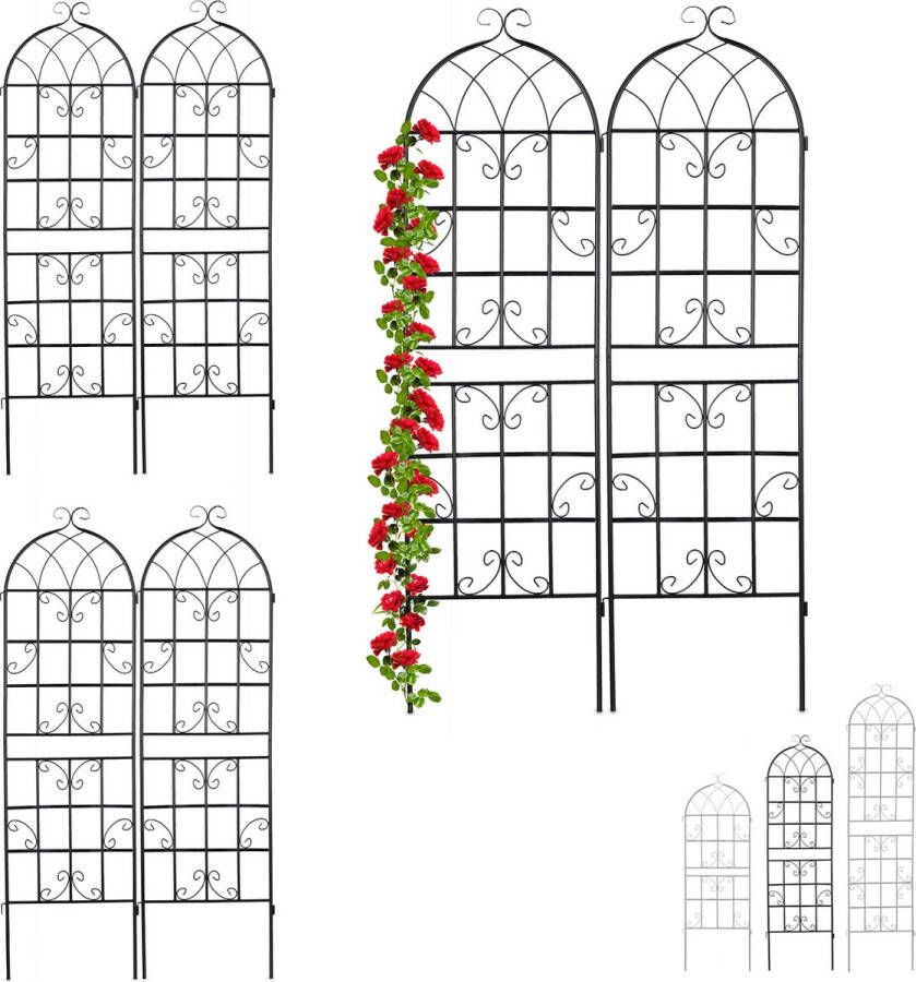 Relaxdays 6x klimplantenrek metaal plantensteun plantenrek 180 x 50 cm zwart