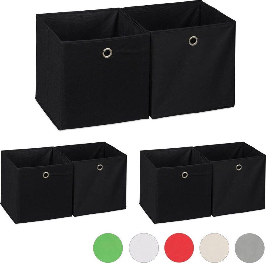 Relaxdays 6x opbergbox stof opvouwbaar speelgoed opbergmand opbergen zwart