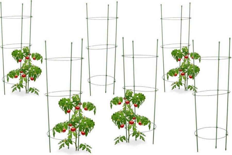 Relaxdays 6x plantensteun tomaten set 6 stuks klimplantensteun rankhulp tomatentoren