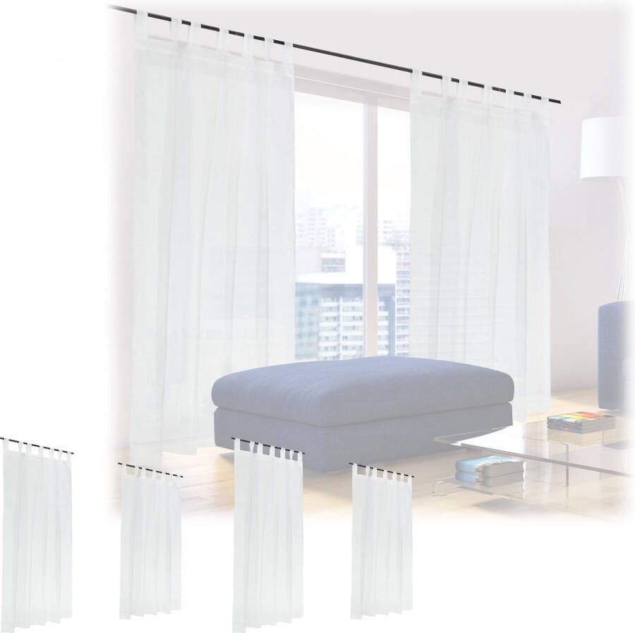 Relaxdays 6x vitrage kant en klaar lichtdoorlatend 175 x140 cm glasgordijn wit