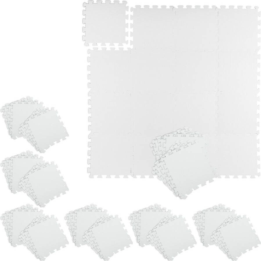 Relaxdays 72x Fitness puzzelmat puzzelstukken elk 30 x 30 cm sportmat uitbreidbaar