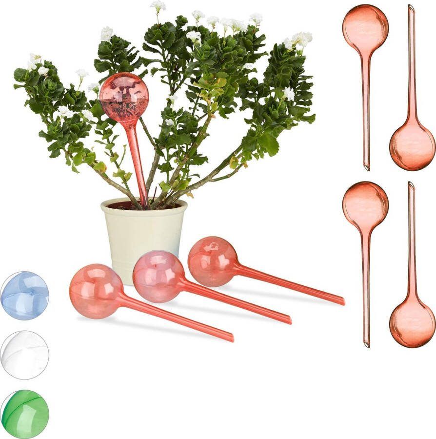 Relaxdays 8 x waterdruppelaar watergeefsysteem – plantbewateringssysteem – rood