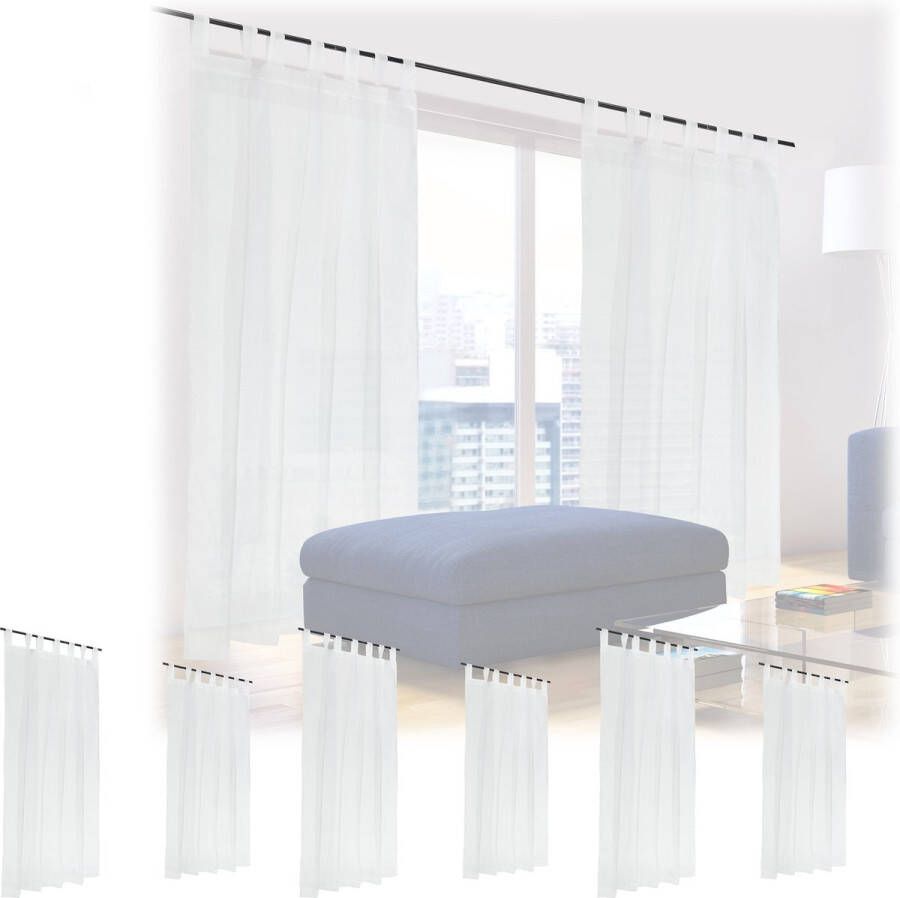 Relaxdays 8x vitrage kant en klaar lichtdoorlatend 175 x140 cm glasgordijn wit