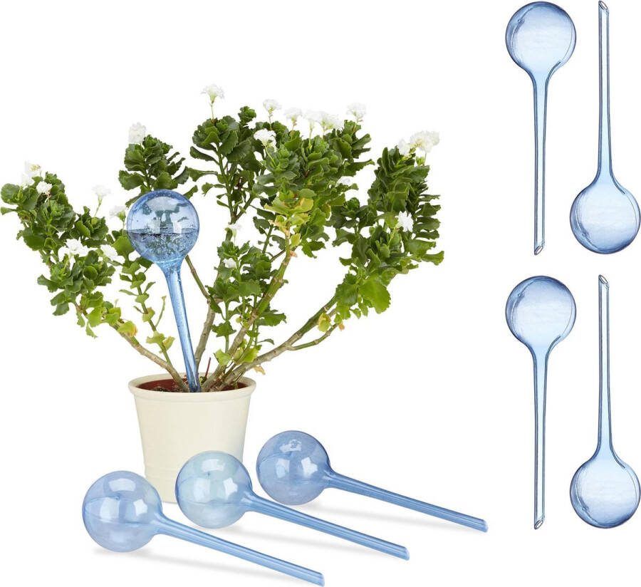Relaxdays 8x waterdruppelaar watergeefsysteem plantbewateringssysteem blauw