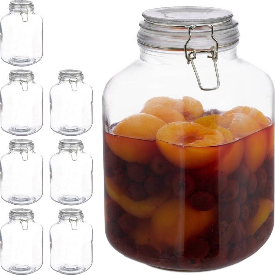 Relaxdays 8x weckpot 3 liter beugelsluiting voorraadpot bewaarpot glas inmaakpot