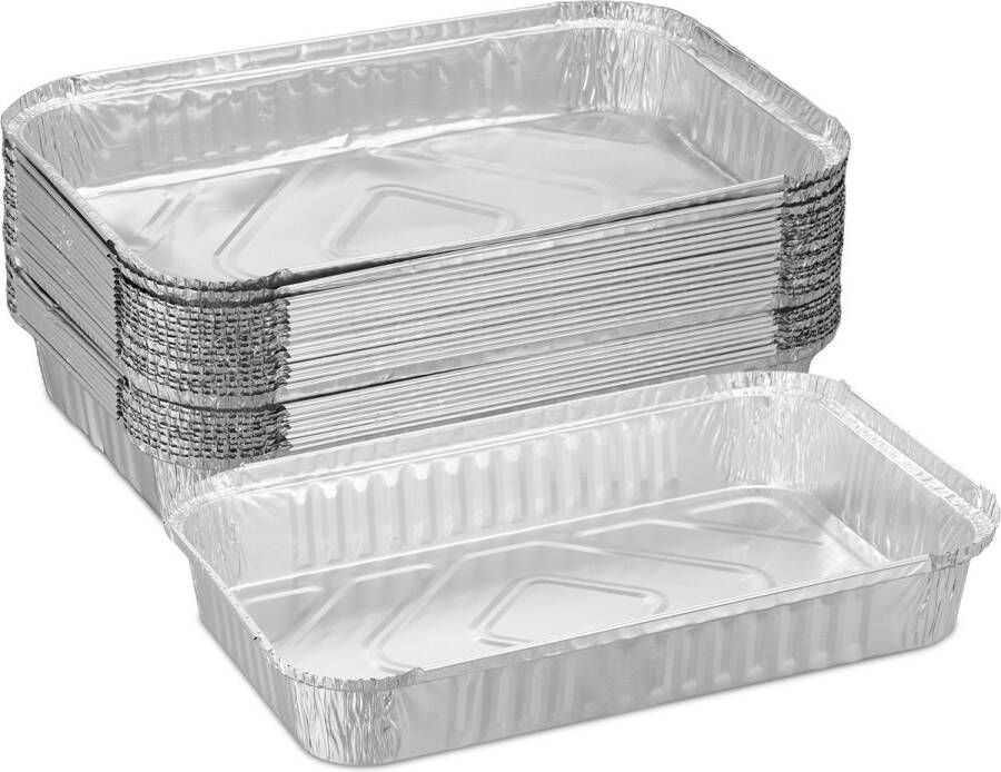 Relaxdays aluminium bakjes bbq set van 25 alu bakjes rechthoekig lekbakjes barbecue