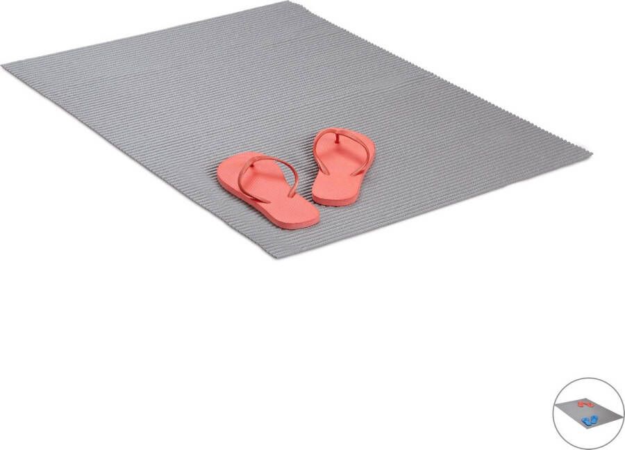 Relaxdays Antislipmat badmat knipbaar wc-mat PVC anti slip mat grijs 60x90cm