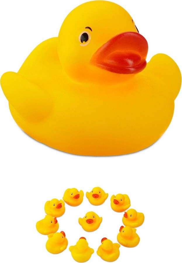 Relaxdays badeendjes geel 12 stuks badspeelgoed badeend speelgoed voor bad 5 cm