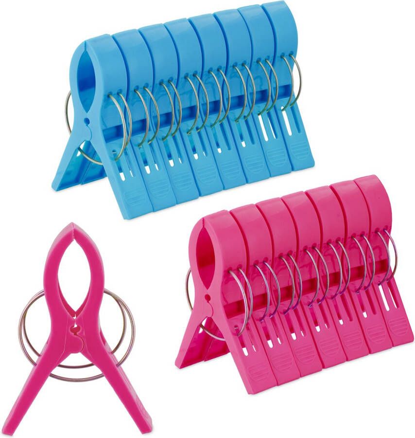 Relaxdays badhanddoek knijpers set van 16 handdoekklemmen strandstoel clips XL