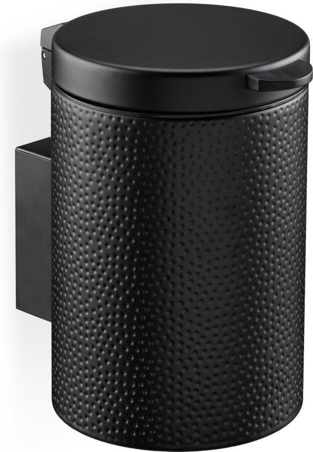 Relaxdays badkamer prullenbak 3 liter hangend softclose rond staal voor wc zwart