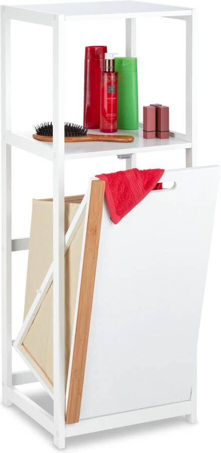 Relaxdays badkamerrek met wasmand badkamerkast smal wasbox opbergkast staand
