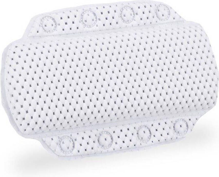 Relaxdays badkussen met zuignappen badkussentje comfortabel nekkussen bad wit