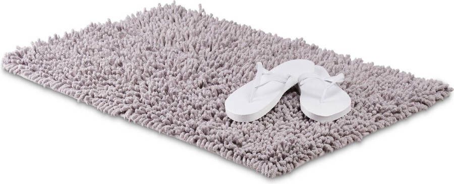 Relaxdays Badmat grijs antislip douchemat van 100% katoen badkamer mat wasbaar 50x80cm