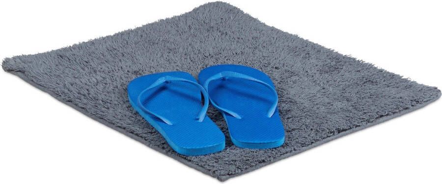 Relaxdays badmat verschillende maten ook voor vloerverwarming wasbaar grijs 40x50cm