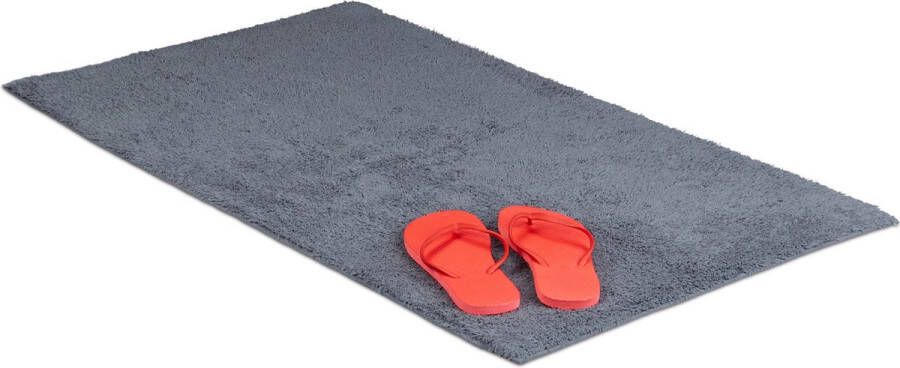 Relaxdays badmat verschillende maten ook voor vloerverwarming wasbaar grijs 60x100cm