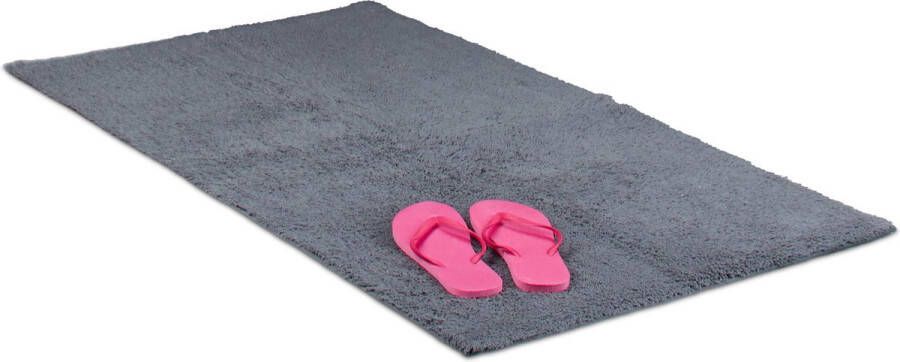 Relaxdays badmat verschillende maten ook voor vloerverwarming wasbaar grijs 70x120cm