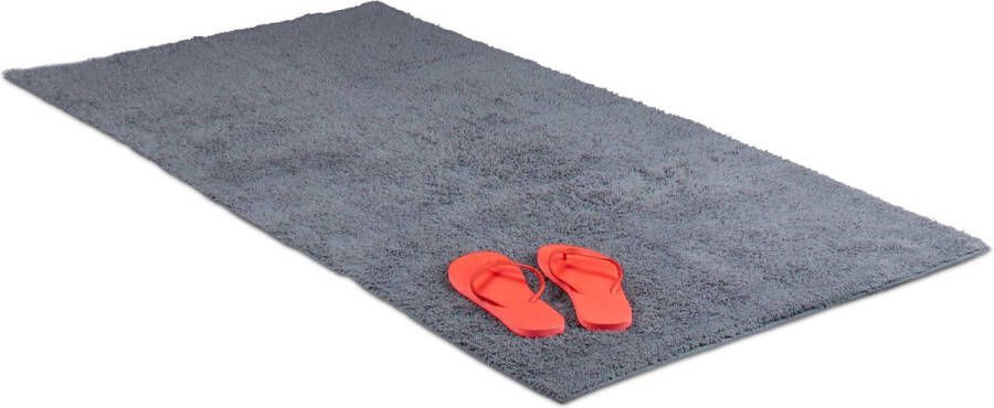 Relaxdays badmat verschillende maten ook voor vloerverwarming wasbaar grijs 80x150cm
