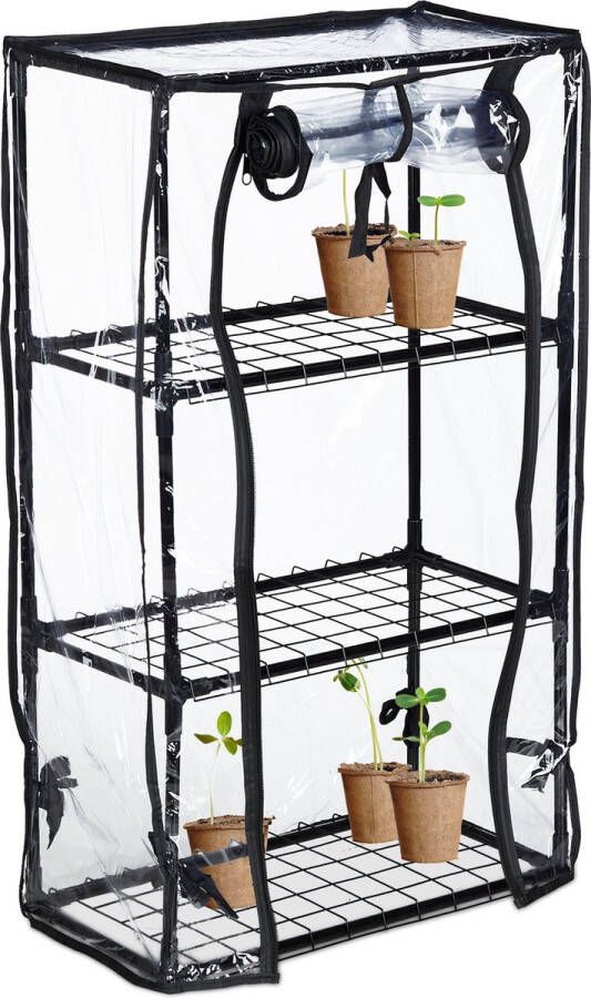 Relaxdays balkon kweekkas foliekas 3 etages plantenkas 80 x 48 x 24 5 cm tomatenhuis