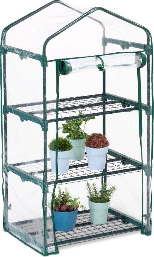 Relaxdays balkonkas 3 etages kweekkas balkon PVC foliekas kleine folie tuinkas