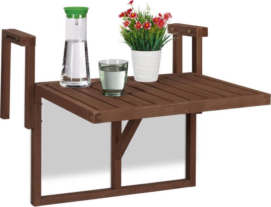 Relaxdays balkontafel inklapbaar klaptafel balkon tafel reling hangtafel hout