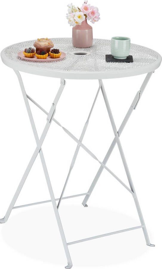 Relaxdays balkontafel metaal inklapbare tuintafel witte bistrotafel ronde klaptafel