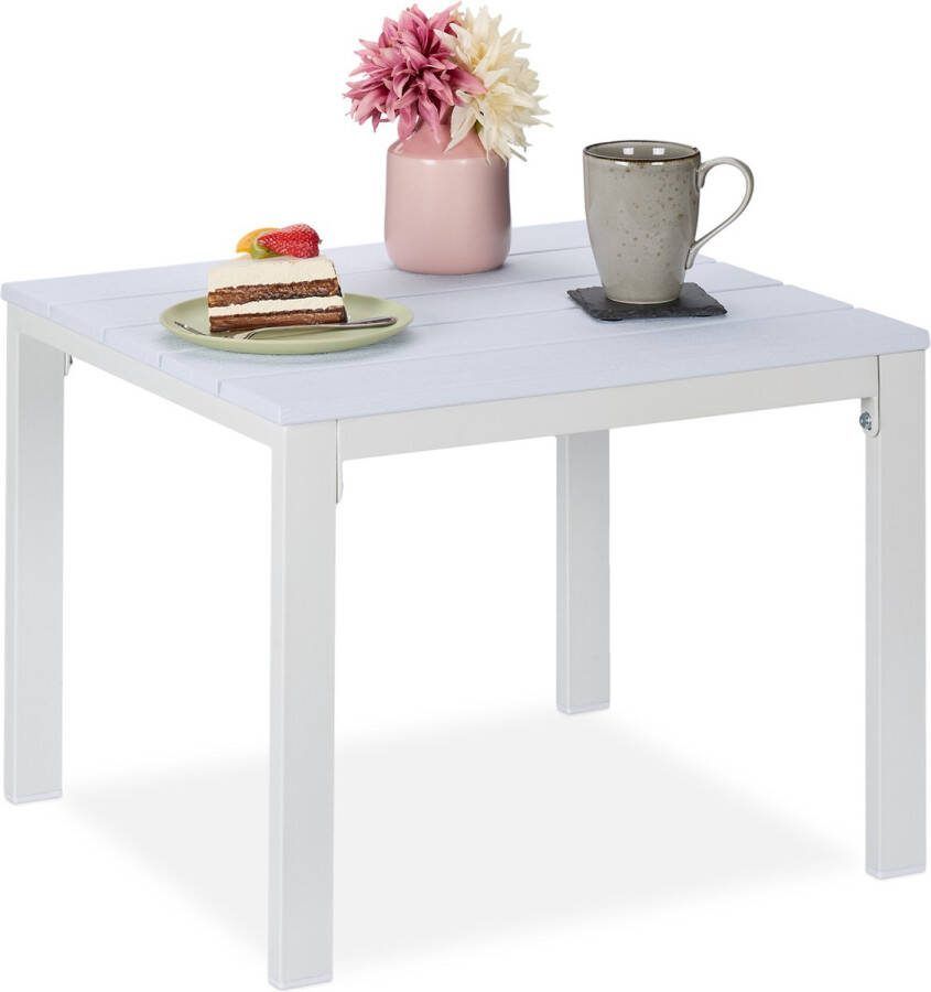Relaxdays balkontafel terrastafel buitentafel tuintafel kleine tafel voor buiten wit