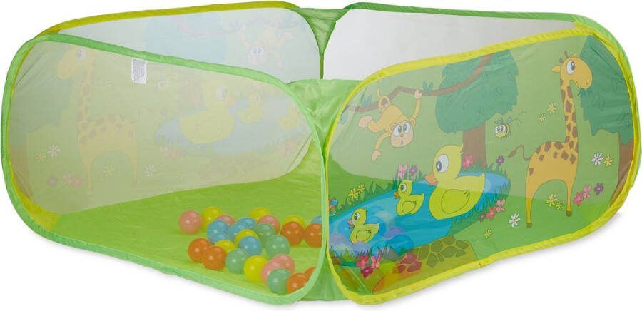 Relaxdays ballenbak baby vierkante ballenbad pop up babyballenbad + 50 ballen BPA vrij