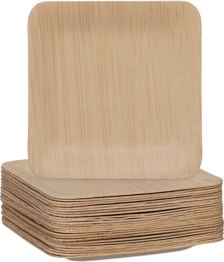 Relaxdays bamboe bordjes set van 25 wegwerpbordjes bordjes amboe wegwerpservies S