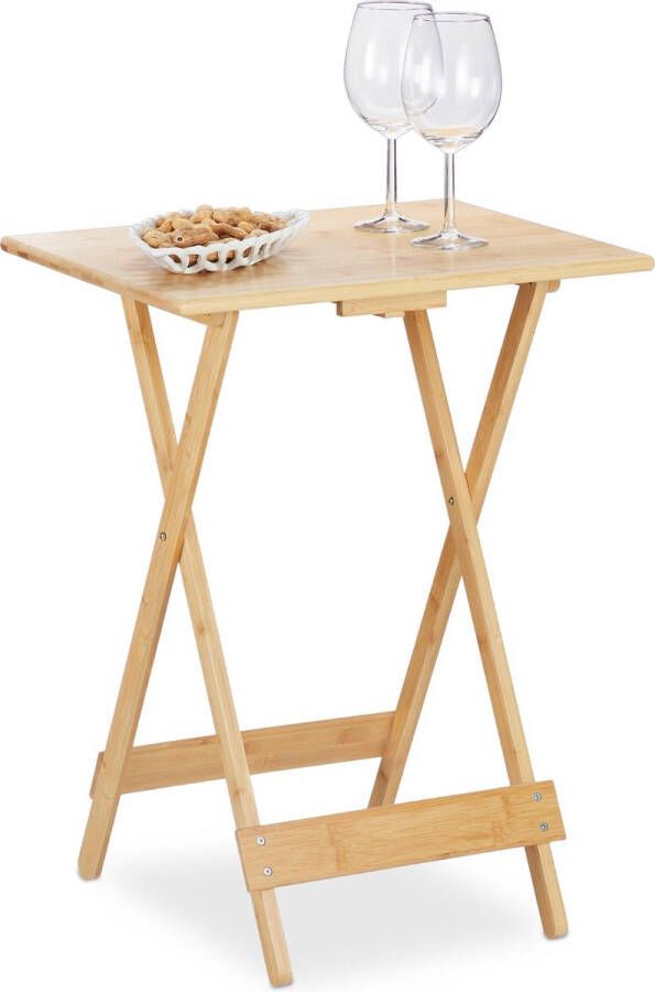 Relaxdays Bamboe klaptafel balkontafeltje bijzettafel opklaptafel houten tafeltje