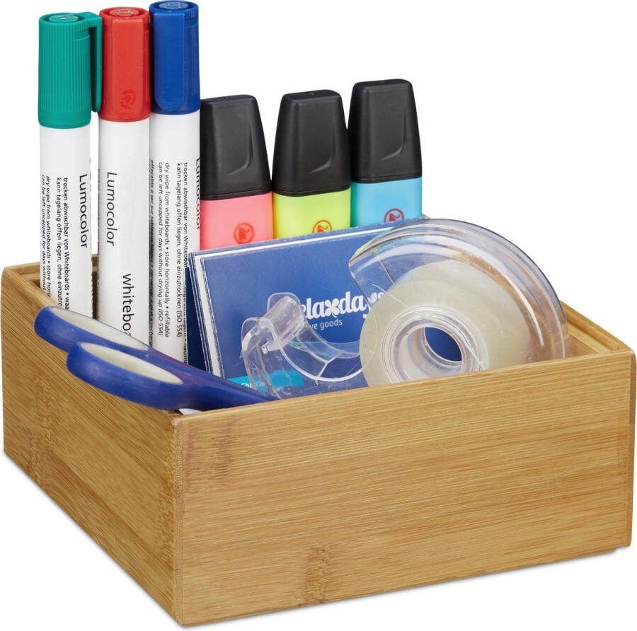 Relaxdays bamboe organizer stapelbaar badkamer keuken natuurlijk design opbergbox A