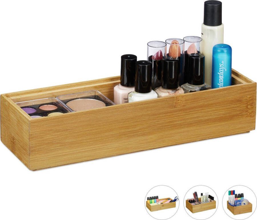 Relaxdays bamboe organizer stapelbaar badkamer keuken natuurlijk design opbergbox B
