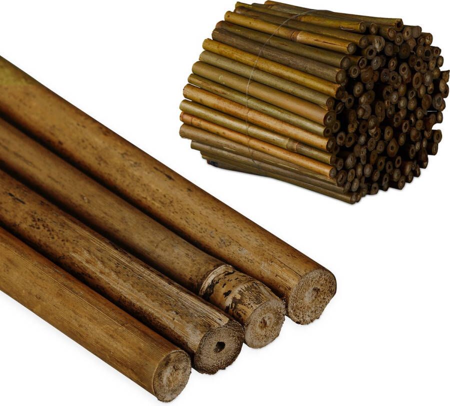 Relaxdays bamboestokken set van 200 plantenstokken 10 cm rankhulp natuur