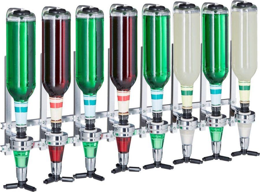 Relaxdays bar butler muur drankdispenser 3 cl flessenhouder 8 flessen